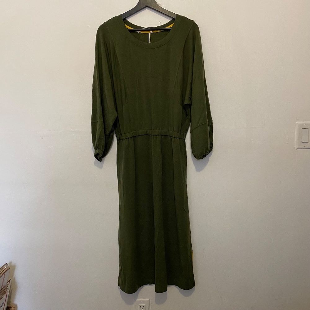 Anthropologie Olive Green Midi Dress